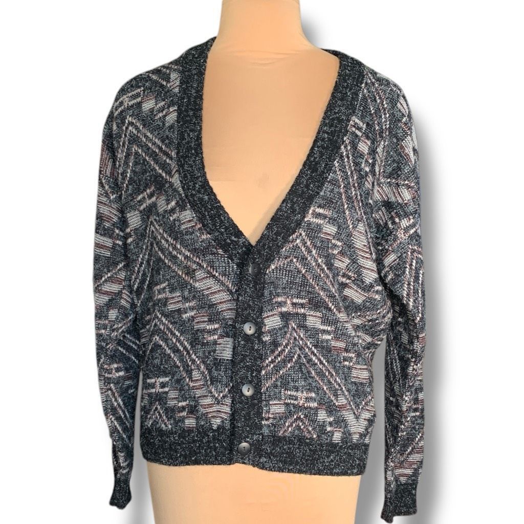 Vintage Vintage 80s Peconic Bay Cardigan Sweater Oversized Knit Geom Size US L / EU 52-54 / 3 - 4 Thumbnail