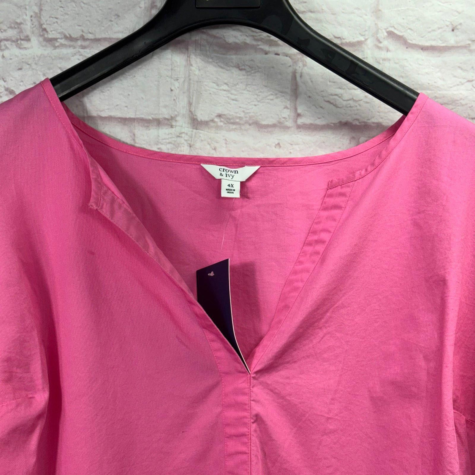 Other Crown & Ivy Women's Pink Blouse - Size 4X NWT Size M / US 6-8 / IT 42-44 - 2 Thumbnail