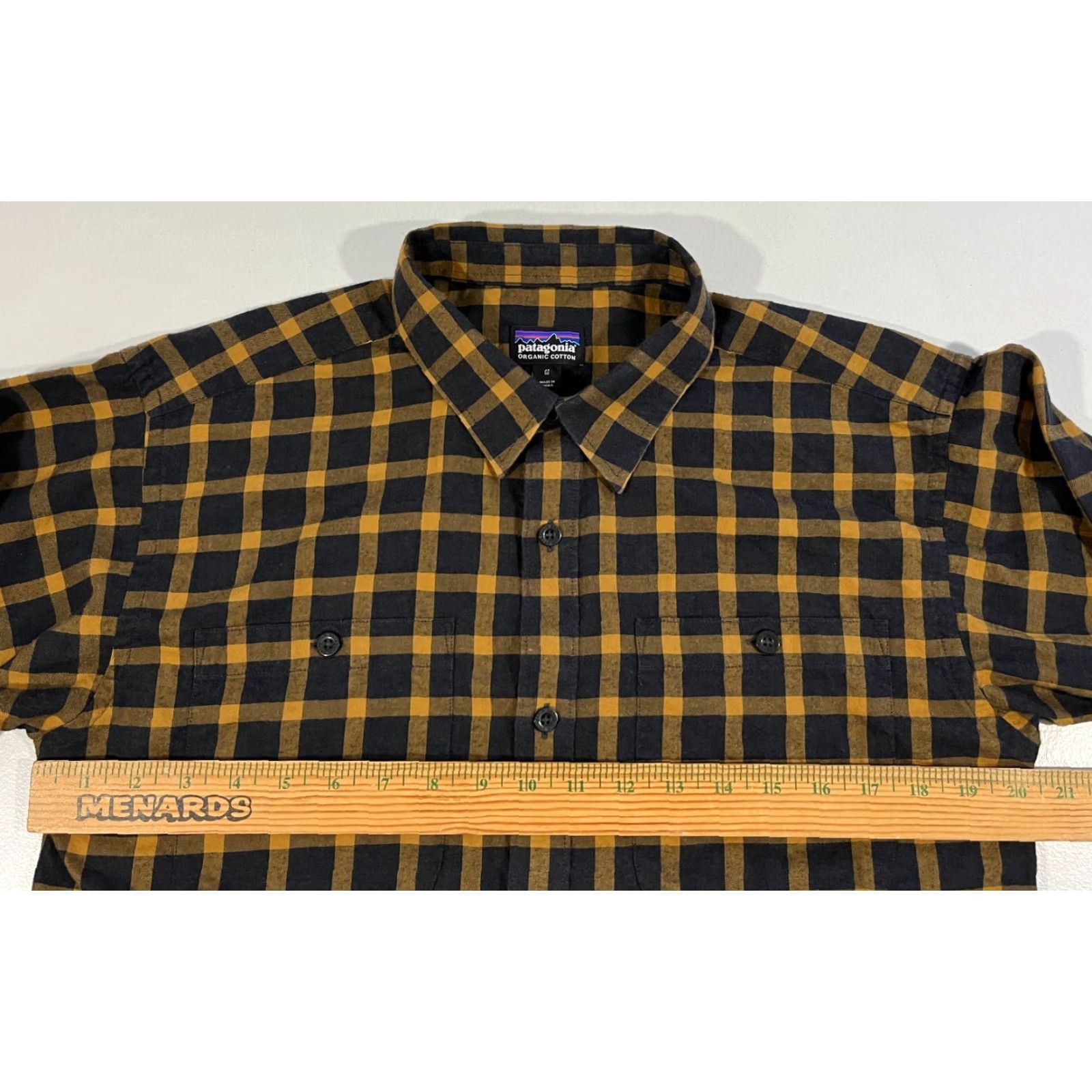 Patagonia VINTAGE Patagonia Men's Plaid Pima Cotton Shirt Long Sleeve Sz M Mustard Yellow Black Button-Up Collared Pocketed Outdoor Classic Mens Size US M / EU 48-50 / 2 - 7 Thumbnail