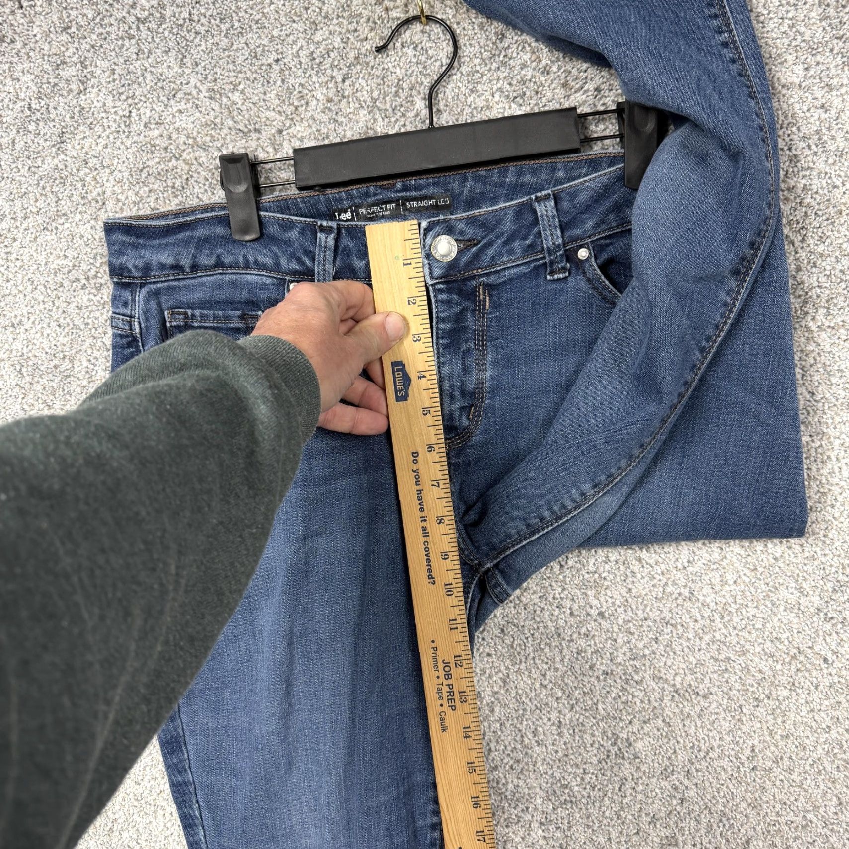 Lee Lee Jeans Womens 12 Short Straight Leg Mid Rise Denim Blue Stretch 5-Pocket Pockets Embroidered Studded Medium Wash Clothing Womens Size 34" / US 12 / IT 48 - 5 Thumbnail
