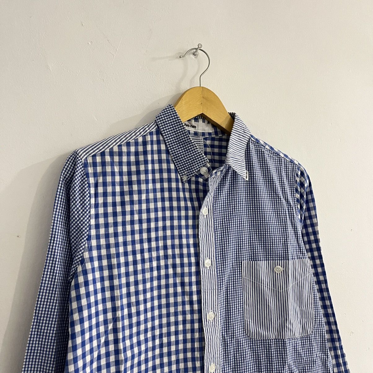 Ne-Net Ne net Issey miyake - Gingham Striped Unique Cut Button Up Size US M / EU 48-50 / 2 - 3 Thumbnail