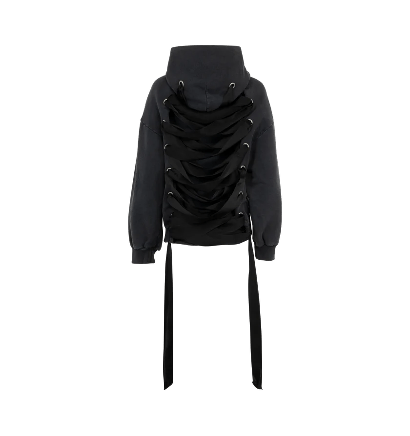 Balenciaga o1h1sh11225 Lace-Up Zip-Up in Black Size XS / US 0-2 / IT 36-38 - 2 Thumbnail