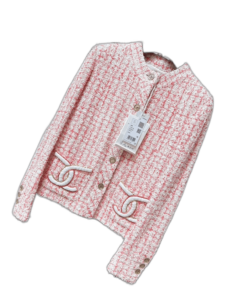 Chanel CHANEL Pink Tweed Sequin Logo Jacket Size M / US 6-8 / IT 42-44 - 1 Thumbnail
