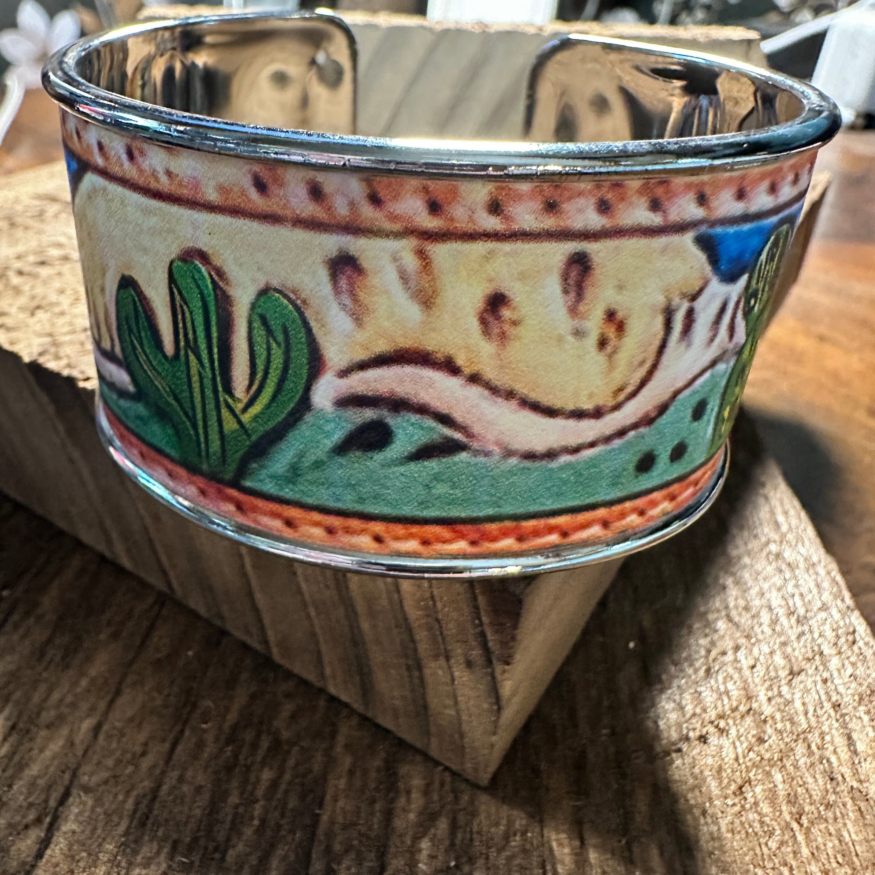 Other Boho SouthWestern Chic Cactus Scene Wide Cuff Bangle Bracele Size ONE SIZE - 3 Thumbnail
