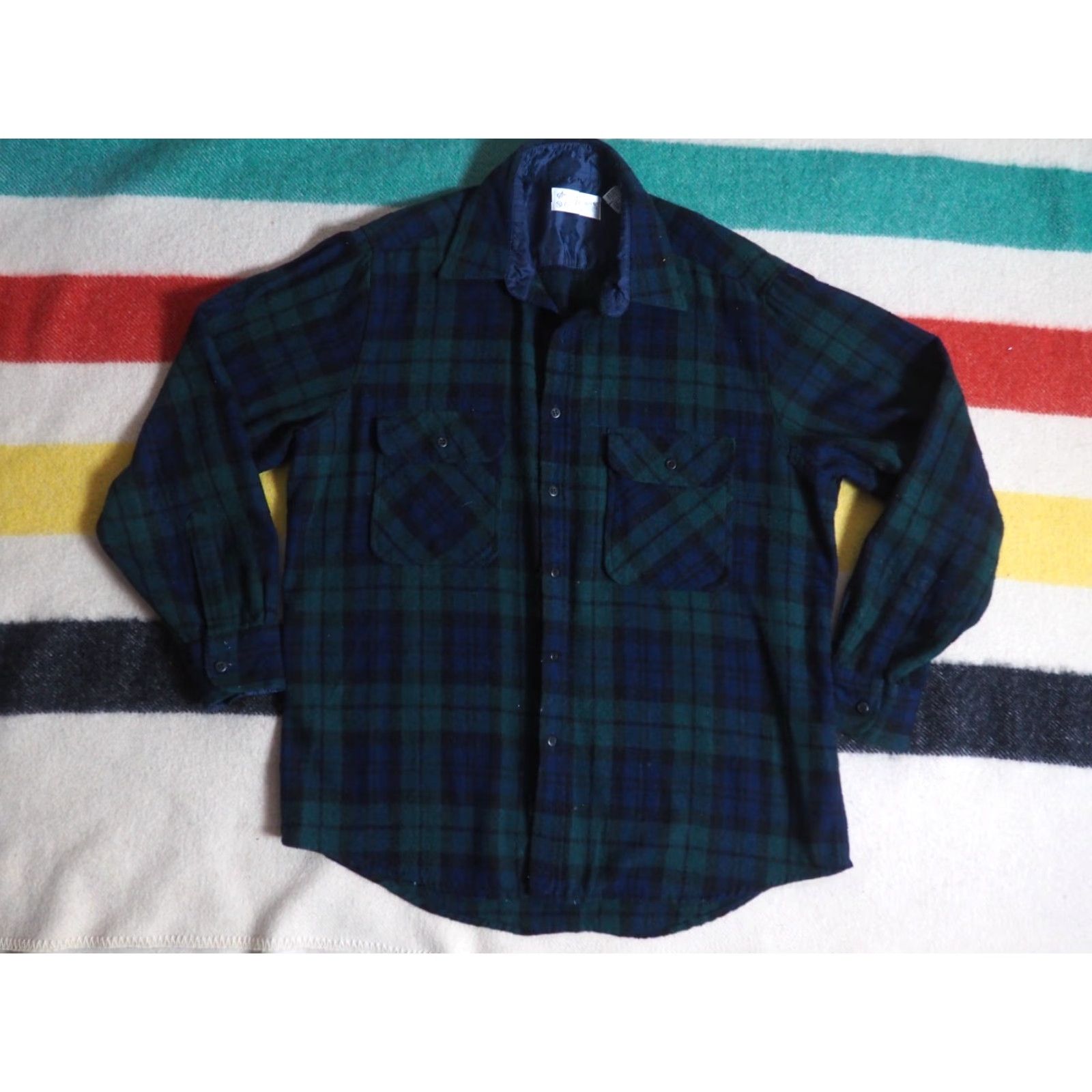 Sears VINTAGE Sears Roebucks Blackwatch Plaid Wool Blend Pocket Button Shirt Mens L Size US L / EU 52-54 / 3 - 2 Thumbnail