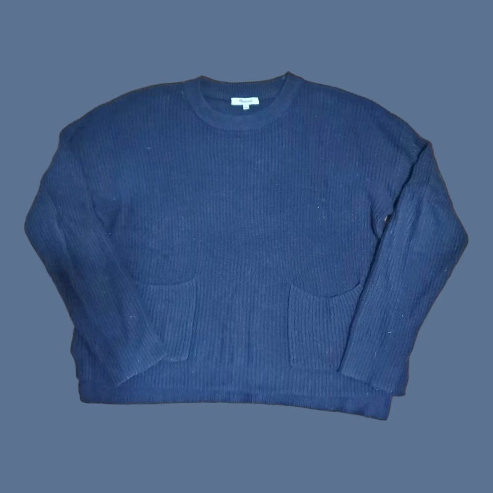 Madewell Madewell Patch Pocket Pullover Sweater Black Cotton Blend Medium J8782 Size M / US 6-8 / IT 42-44 - 1 Thumbnail