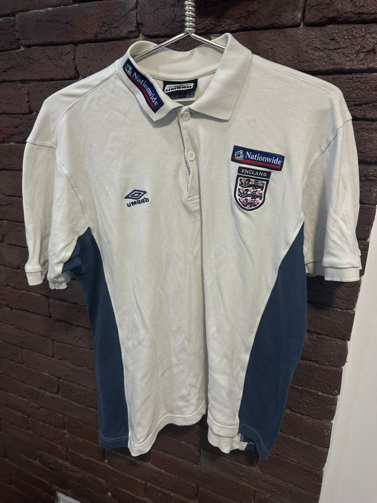 Pre-owned Soccer Jersey X Umbro Vintage Umbro England Jersey Polo Y2k Oversized In White
