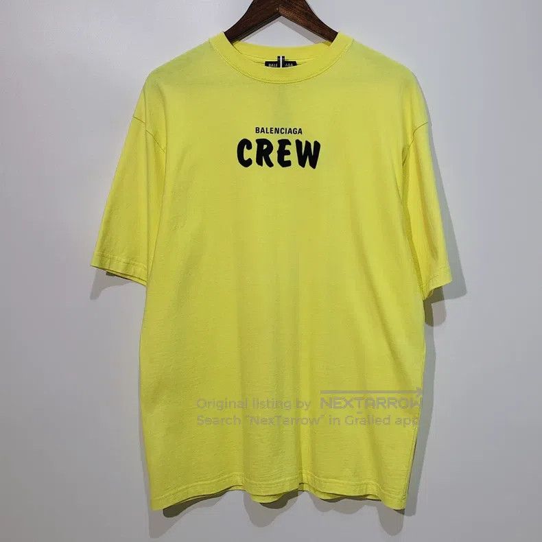 Balenciaga Balenciaga Bright Yellow Round Neck Printed Short Sleeve, Size US S / EU 44-46 / 1 - 1 Thumbnail