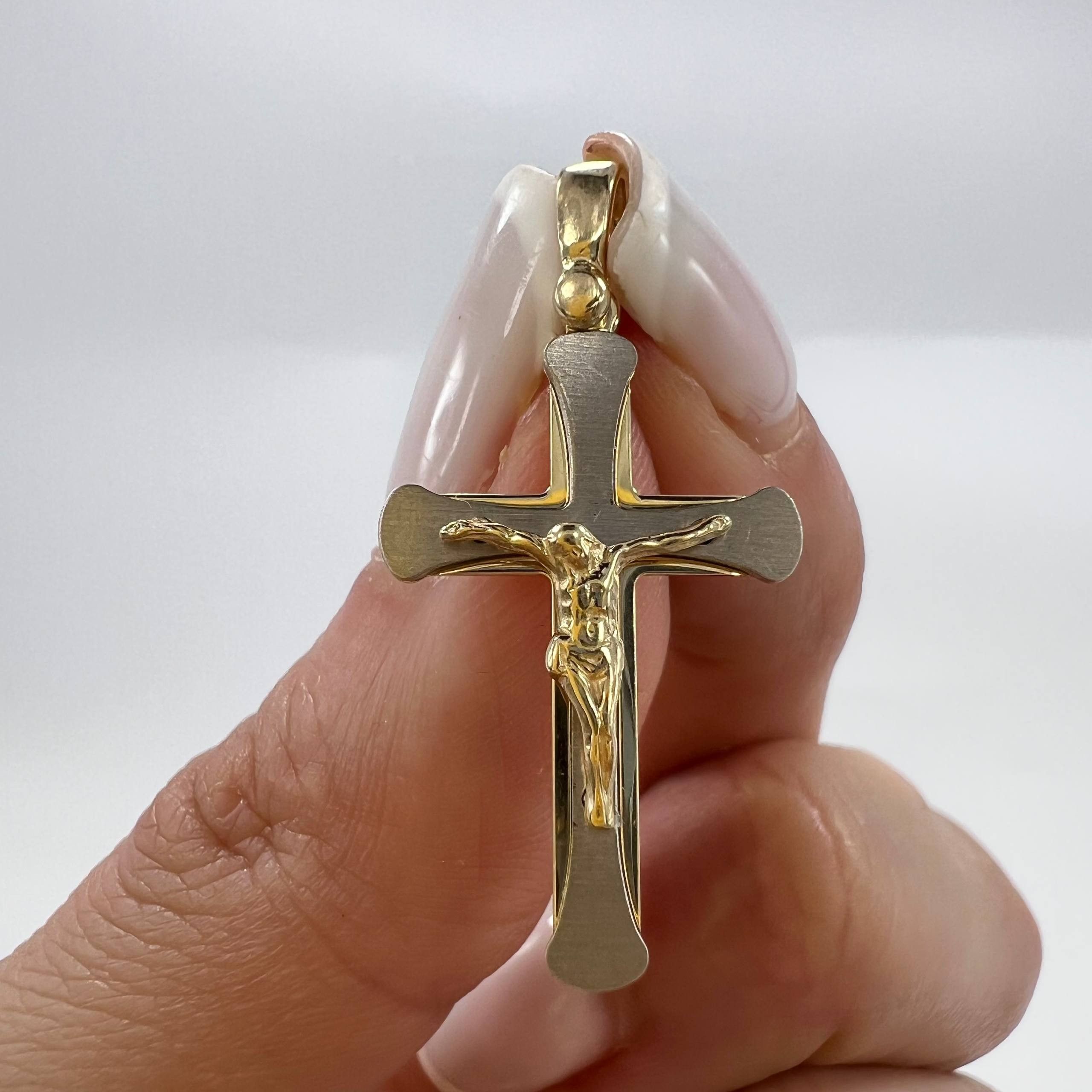 Other 14K Gold Crucifix Cross Pendant Solid Yellow White Gold 1.9g Size ONE SIZE - 3 Thumbnail