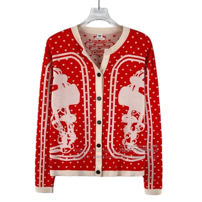 Hermes Hermes Red Cashmere Heart Shape Collar Single-breasted Lon Size XXS / US 00 / IT 34 - 1 Thumbnail