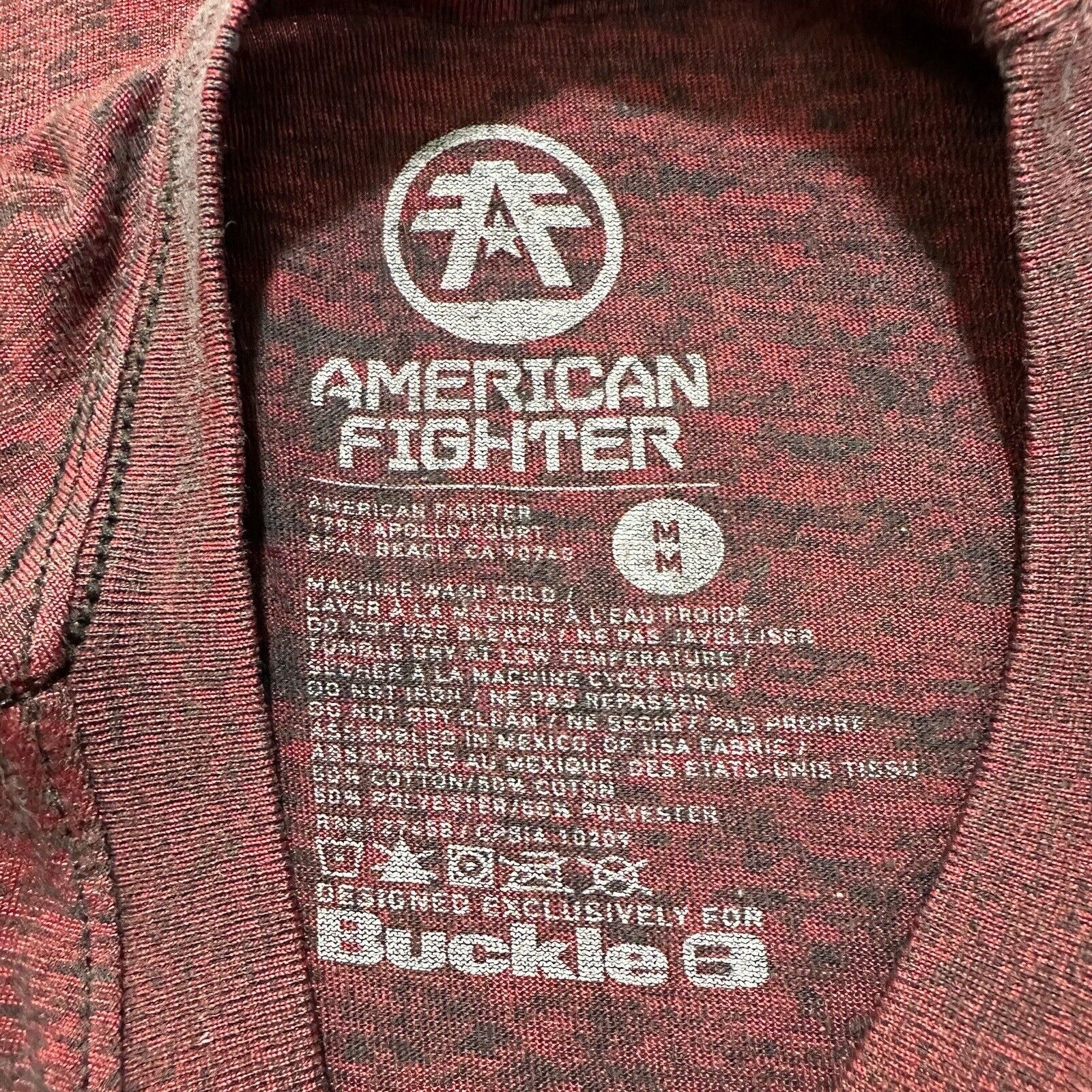 Other Buckle American Fighter Medium Athletic Logo Red T Shirt Size M / US 6-8 / IT 42-44 - 3 Thumbnail