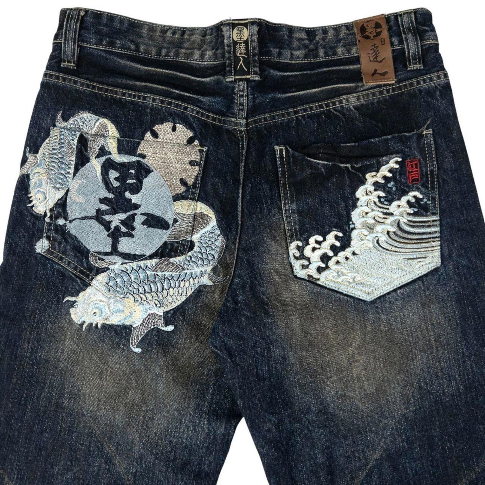 Vintage Big Train Koi Fish Japanese Denim Jeans Size W34