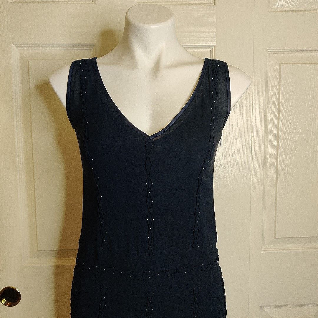 DKNY DKNY 100% silk navy V-neck midi dress sz 4 Size S / US 4 / IT 40 - 4 Thumbnail
