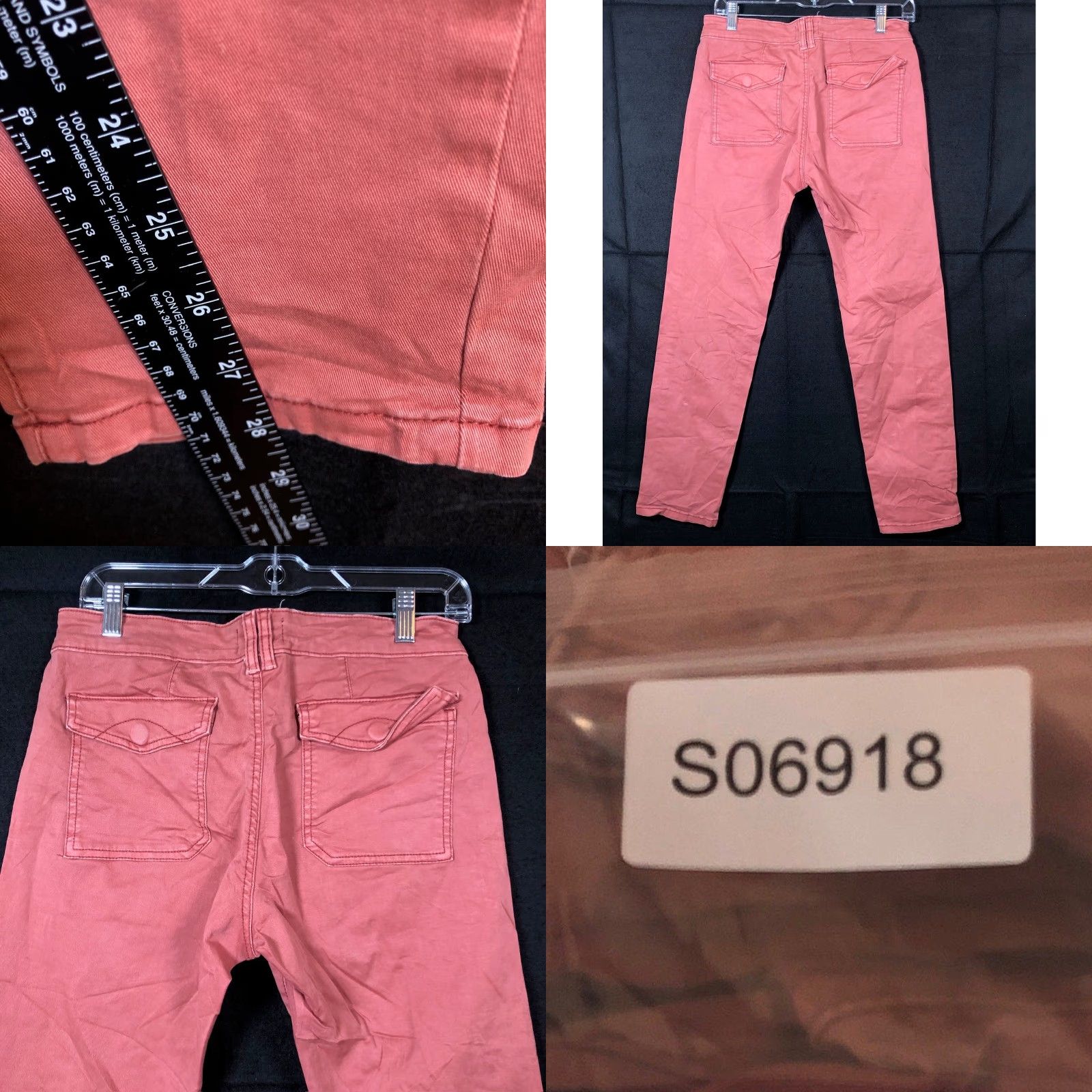 Vintage VINTAGE Pilcro Womens Pants Blush Mid Rise Slim Straight Cotton Blend Stretch 27 Size 30" / US 8 / IT 44 - 8 Thumbnail