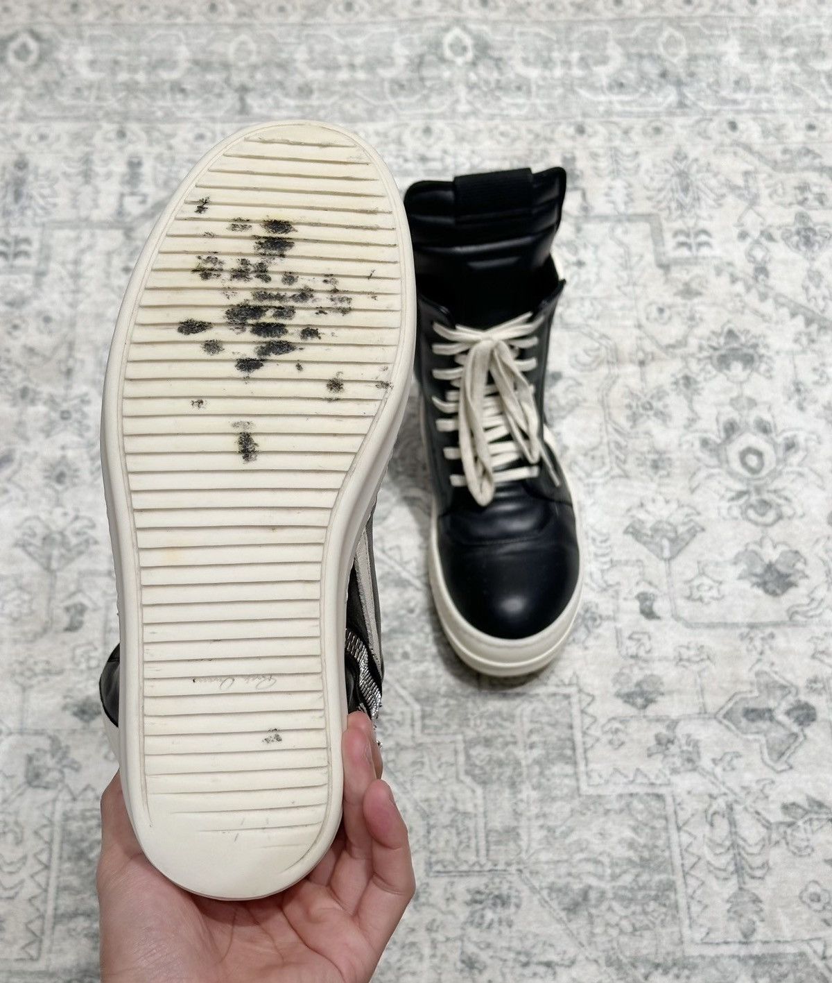 Rick Owens Rick Owens Geobasket Black & White Oreo Leather New Version Size US 8 / EU 41 - 7 Thumbnail