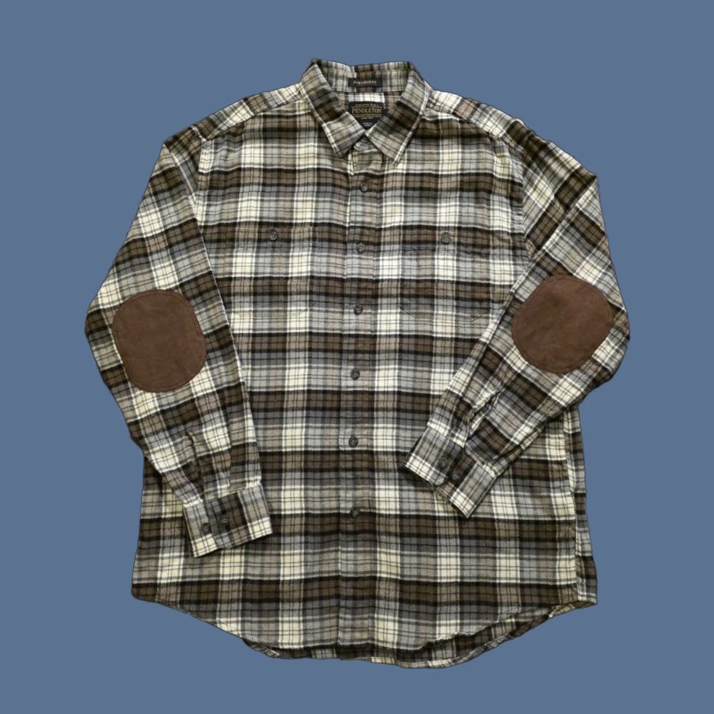 Pendleton Pendleton Hawthorne Flannel Button Up Shirt Elbow Patches Brown/Gray Men's Large Size US L / EU 52-54 / 3 - 1 Thumbnail