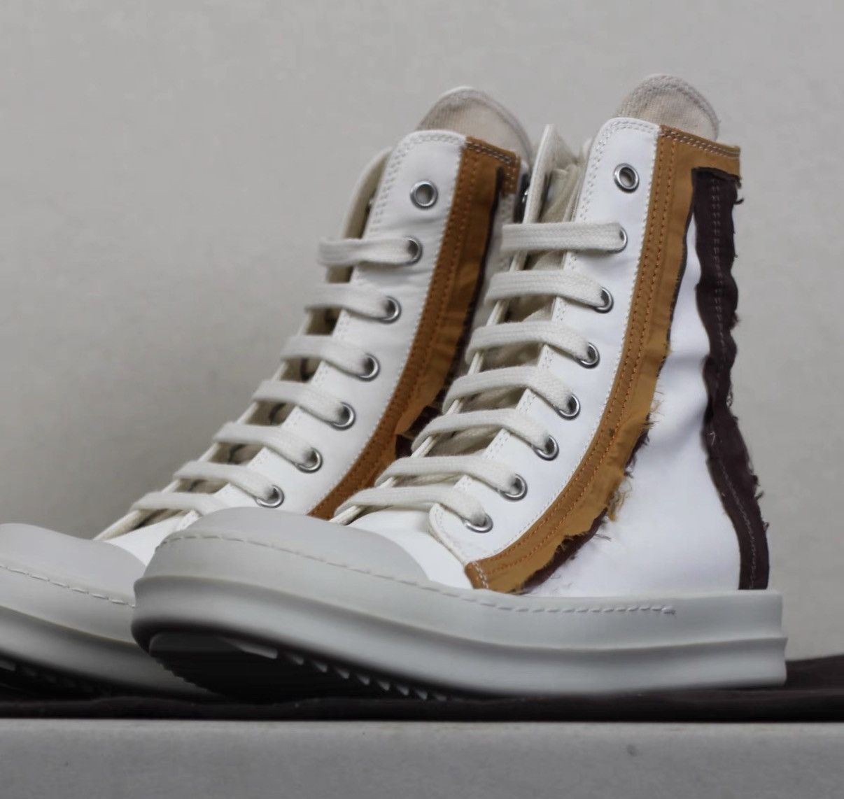 Rick Owens Rick Owens DRKSHDW High-Top Nylon & Silk Panel Sneakers Size US 5 / IT 35 - 2 Thumbnail