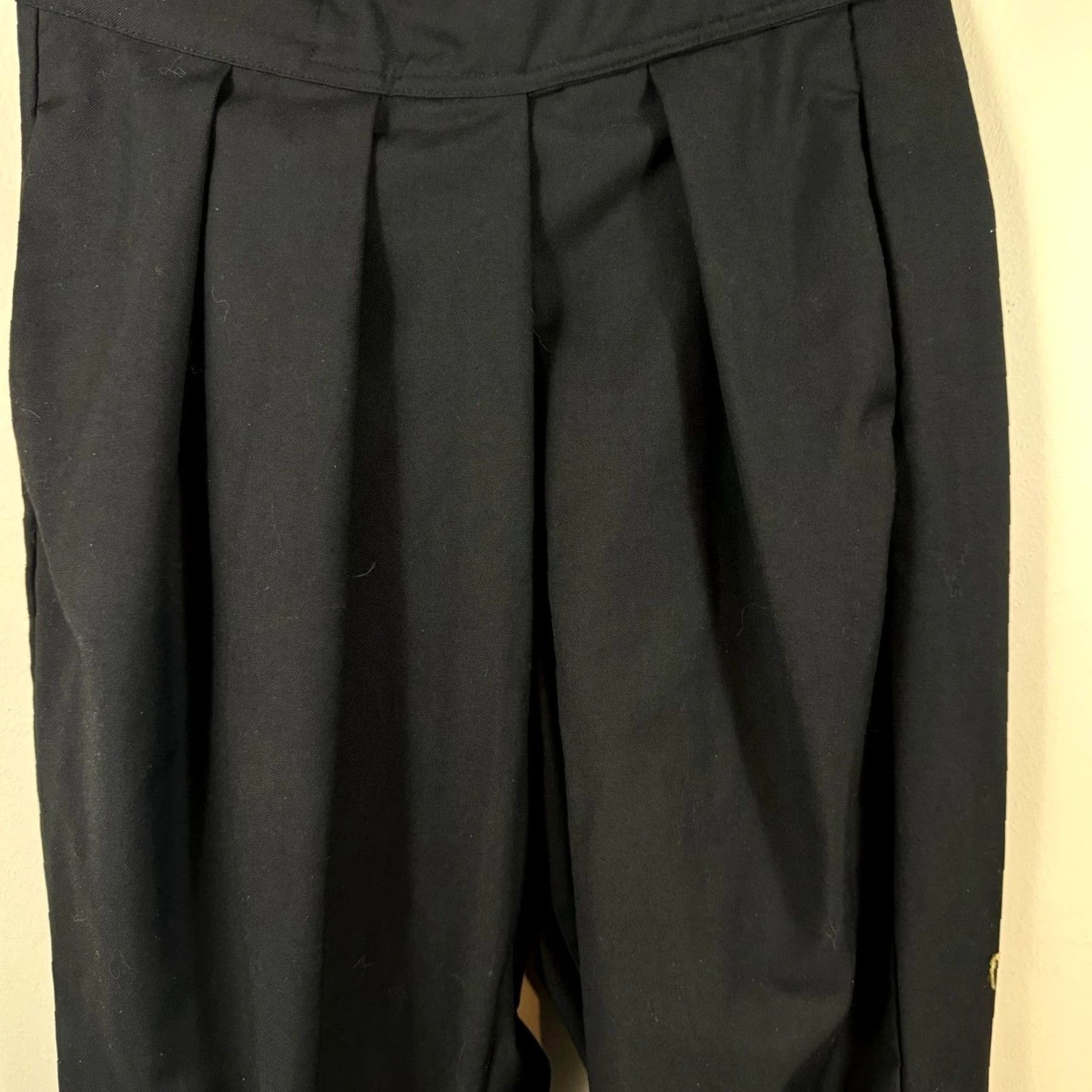 Vintage Commense Black Pleated Wide-Leg Dress Pants Women S Polyester Slacks Size S 90s City Preppy Business Casual Travel Pockets Size 28" / US 6 / IT 42 - 5 Thumbnail