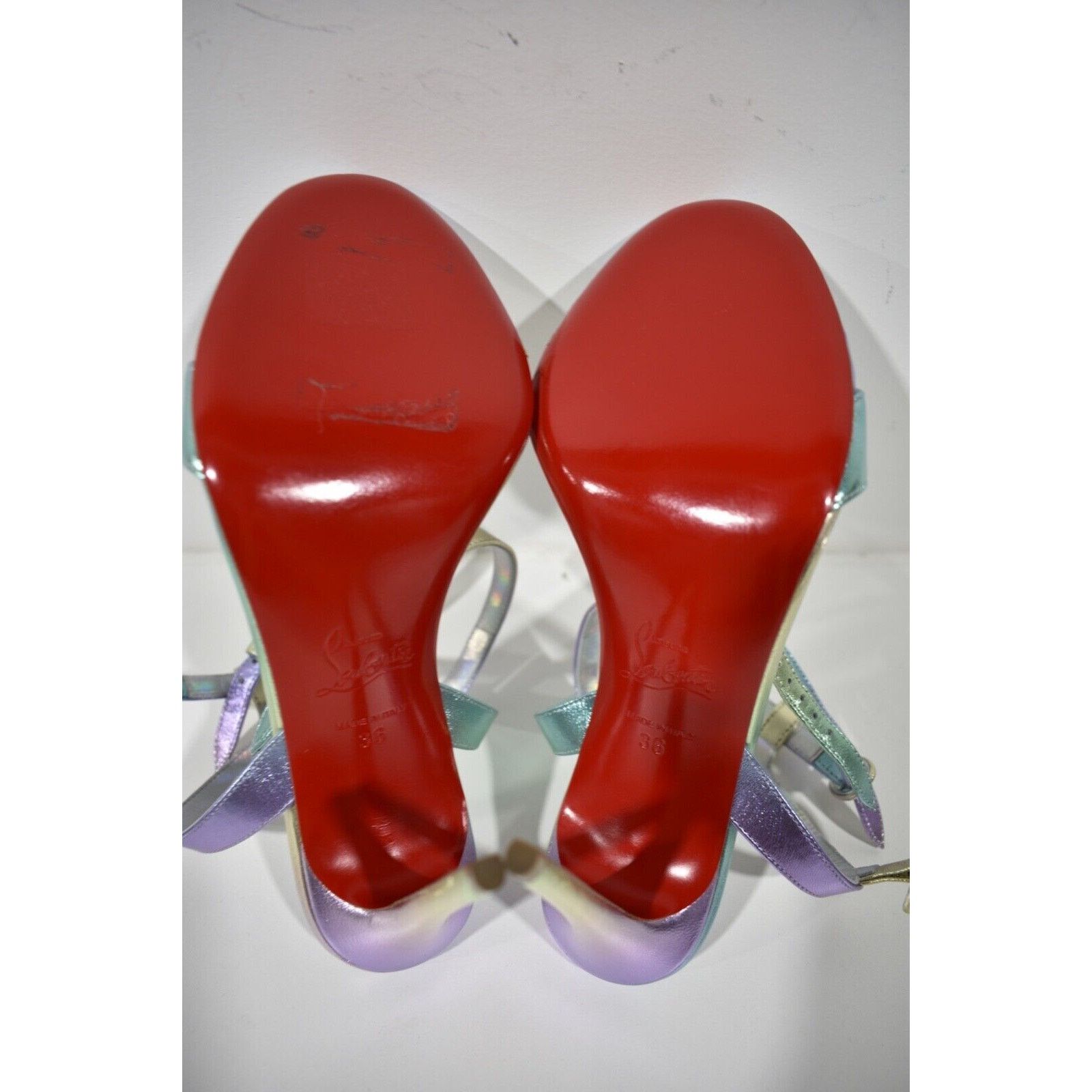 Christian Louboutin Mara 100 Multicolor Purple Sandal Ankle Strap Heel Pump 37.5 Size US 7.5 / IT 37.5 - 12 Thumbnail