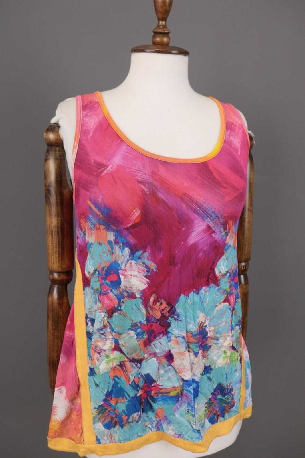 Designer Save the Queen Multicolour Floral Art Top Tank Blouse Size S Size S / US 4 / IT 40 - 5 Thumbnail