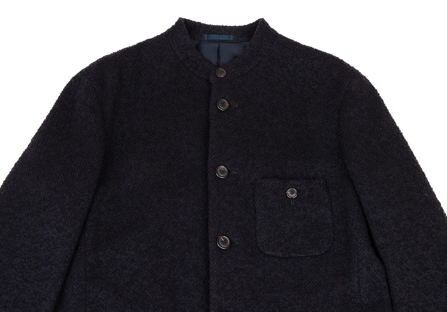 Issey Miyake Wool Pilling Design Stand Collar Jacket in Dark Purple M Size US M / EU 48-50 / 2 - 2 Thumbnail