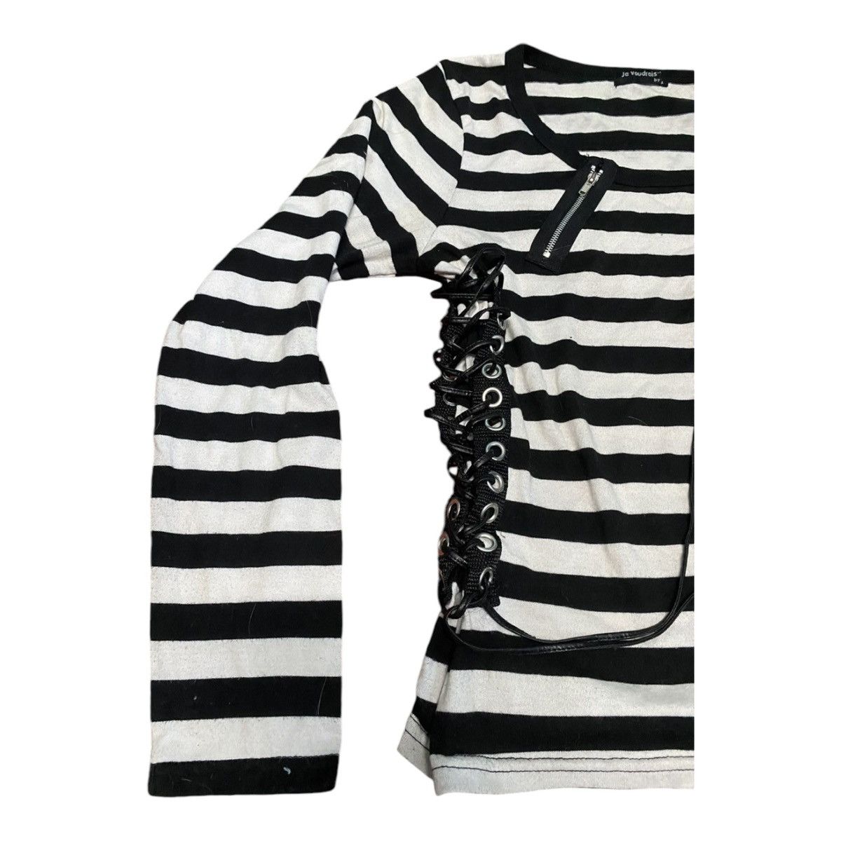 If Six Was Nine RARE GOTHIC PUNK PRISONER STRIPE BONDAGE SHIRT Size M / US 6-8 / IT 42-44 - 4 Thumbnail