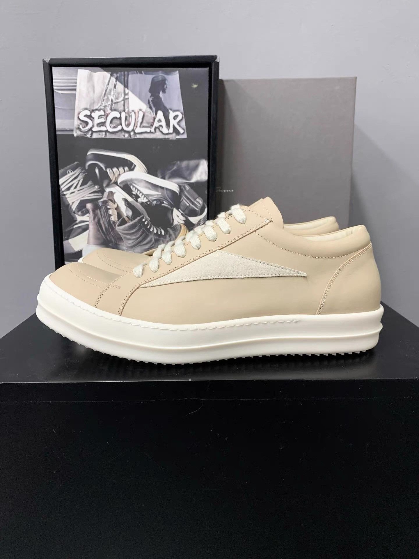 Rick Owens Rick Owens 25SS Cream Mainline Leather Big Vans Sneakers K34 Size US 8 / EU 41 - 3 Thumbnail