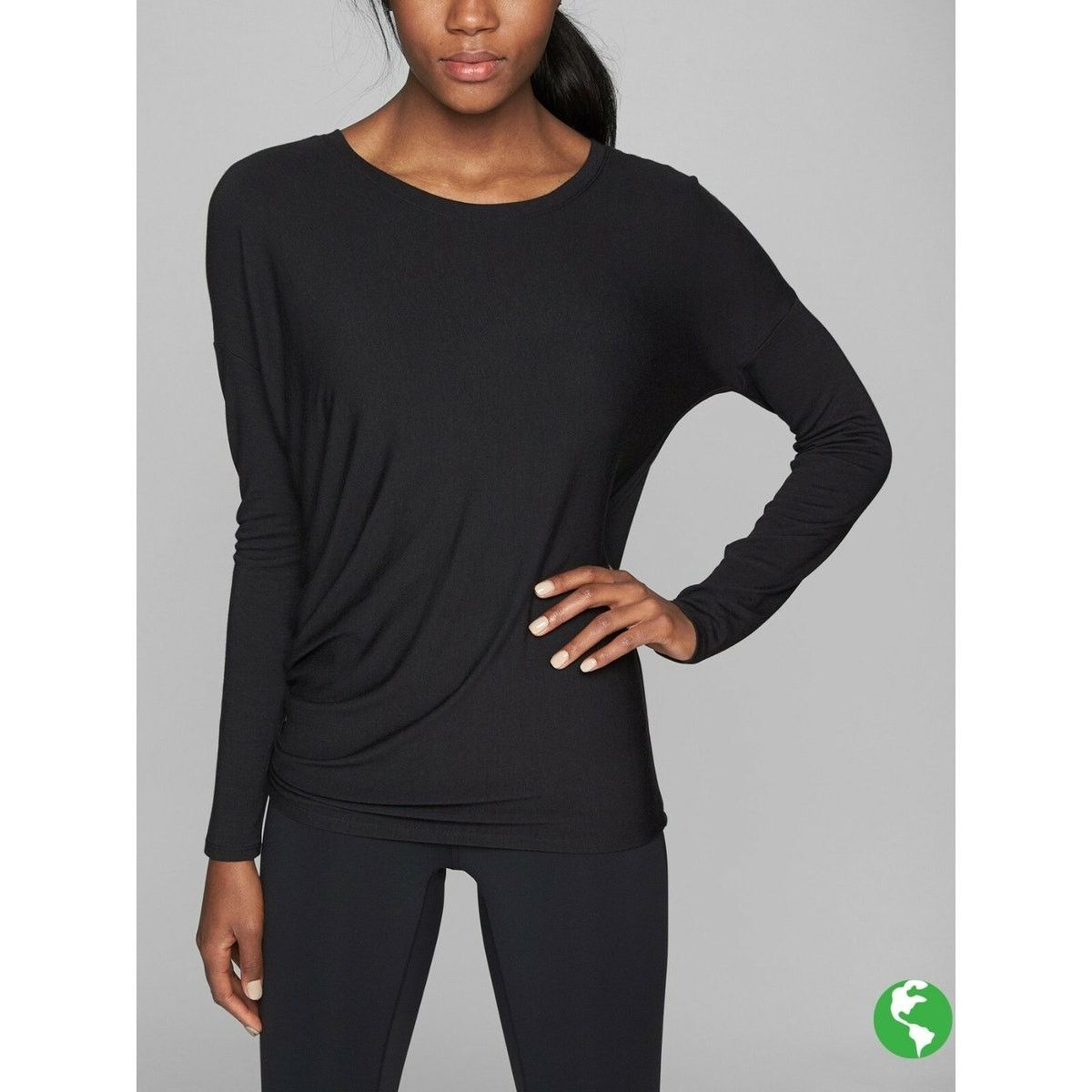 Athleta Athleta Threadlight Asym Relaxed Long Sleeve Top Black LP Size L / US 10 / IT 46 - 1 Thumbnail