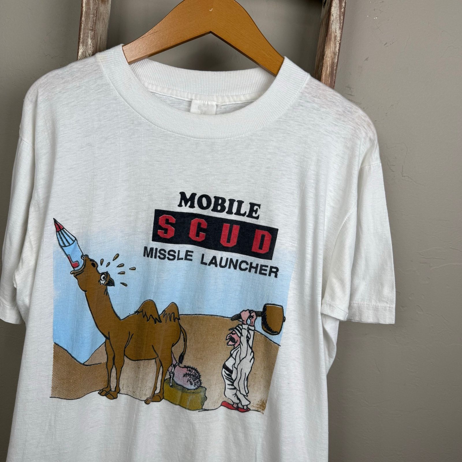 Other 90s Funny Mobile Scud Launcher Camel Balls White T Shirt L Size US L / EU 52-54 / 3 - 2 Thumbnail