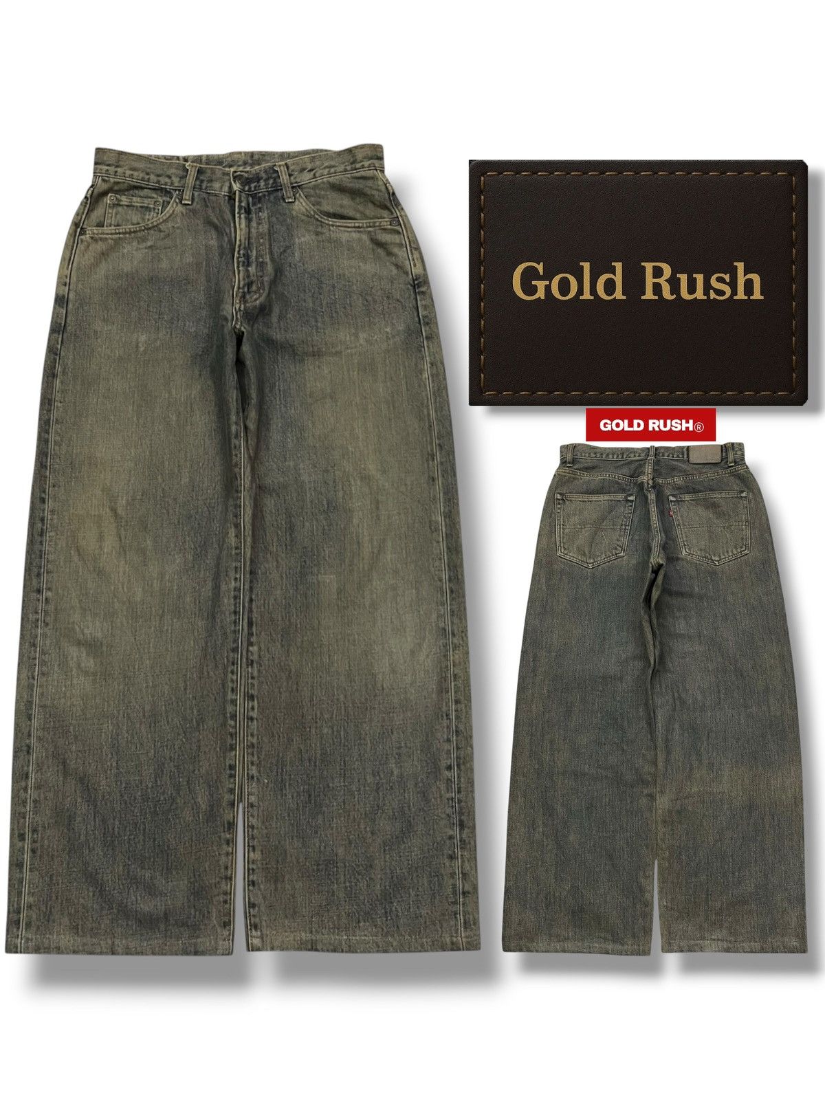 Japanese Brand Baggy Vintage Gold Rush - Faded Mud Wash Jeans Size US 32 / EU 48 - 1 Thumbnail
