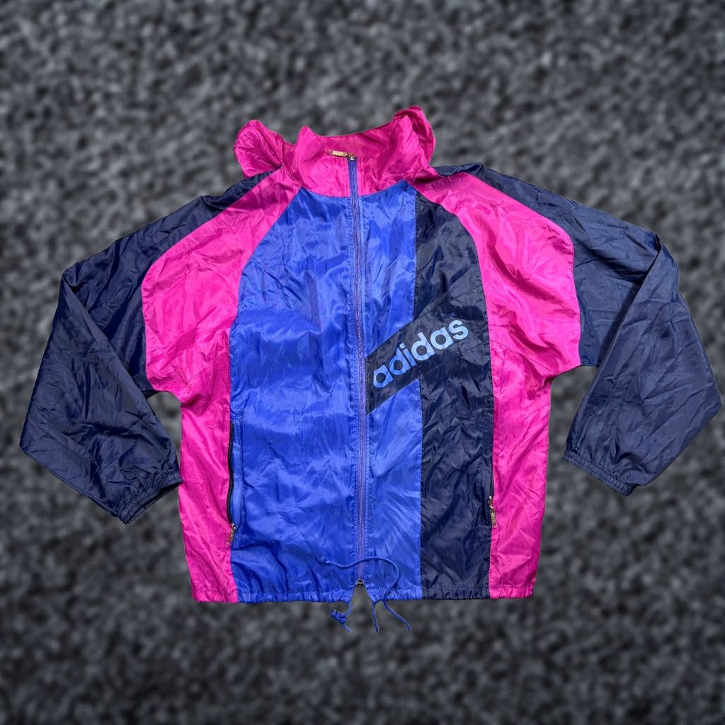 Adidas VINTAGE adidas Windbreaker Jacket Light Purple M Men Zip Tracksuit Top Size 40R - 1 Thumbnail