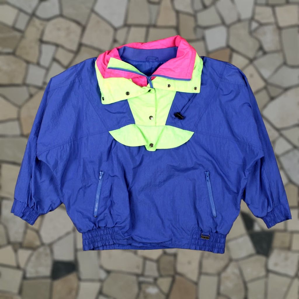 Vintage VINTAGE Progear Windbreaker Jacket Womens M Blue Nylon 1/4 Zip 80s Neon Pullover Size M / US 6-8 / IT 42-44 - 1 Thumbnail