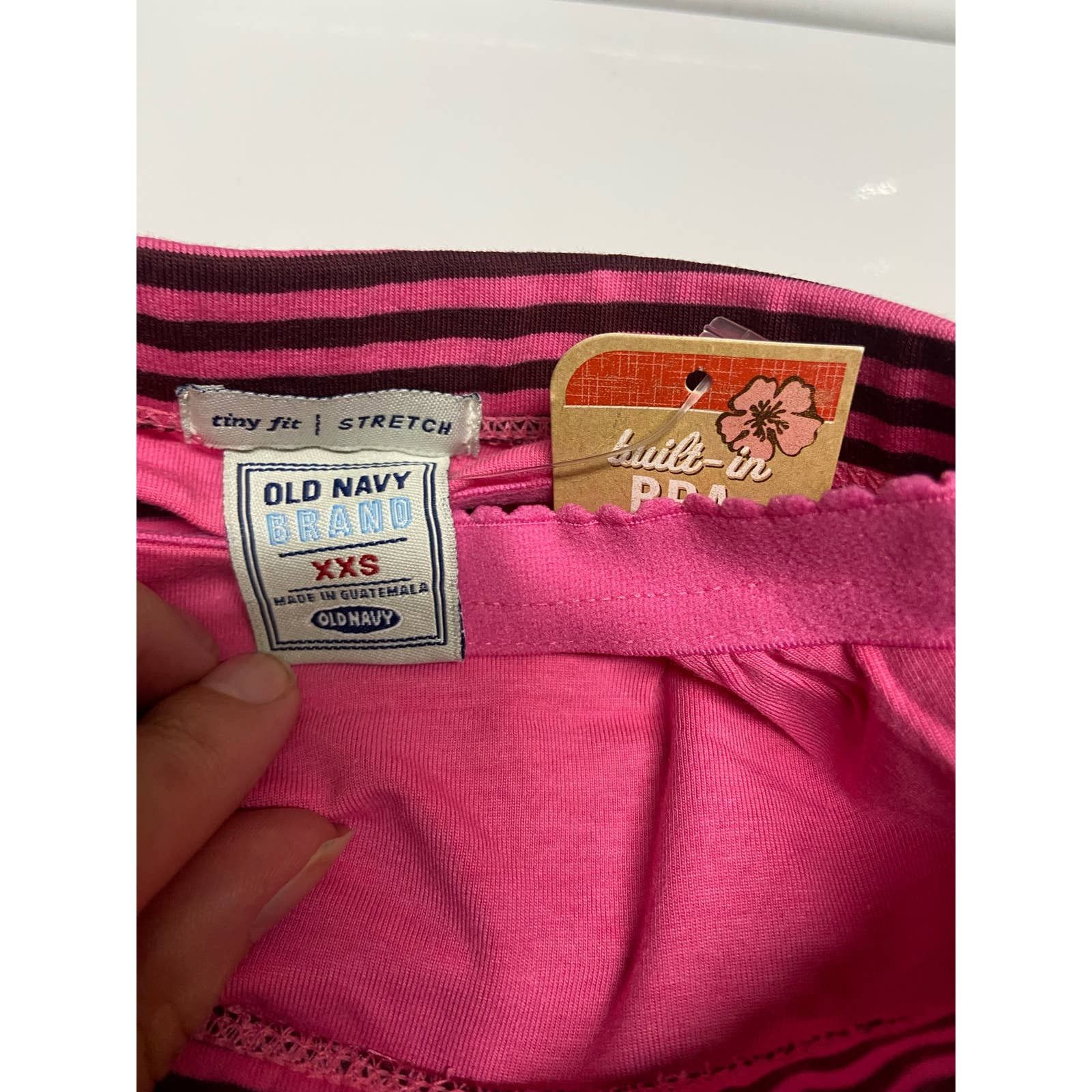 Old Navy Old Navy Tiny Fit Strapless Striped Crop Top Built In Bra Size XXS / US 00 / IT 34 - 4 Thumbnail