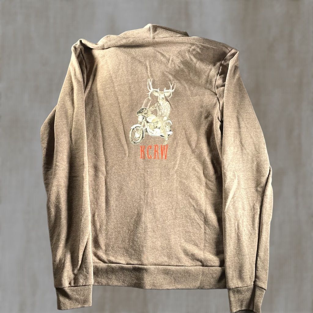American Apparel NPR KCRW 88.9 Zip Up Hoodie American Apparel Men XL Brown Full Zip Motorcycle Graphic Print Bre breathable Lightweight Autumn Winter Spring Fall Size US XL / EU 56 / 4 - 1 Thumbnail