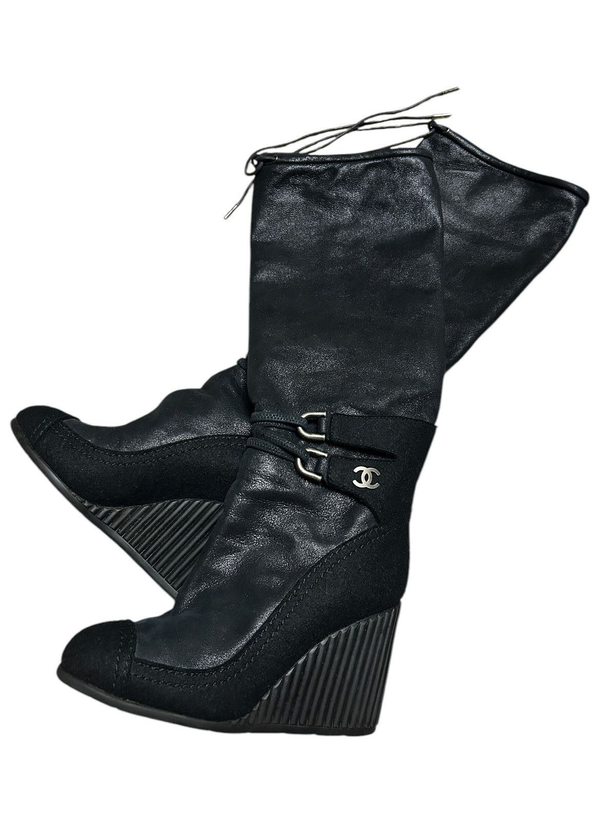 Chanel Winter Wedge Boots Grailed