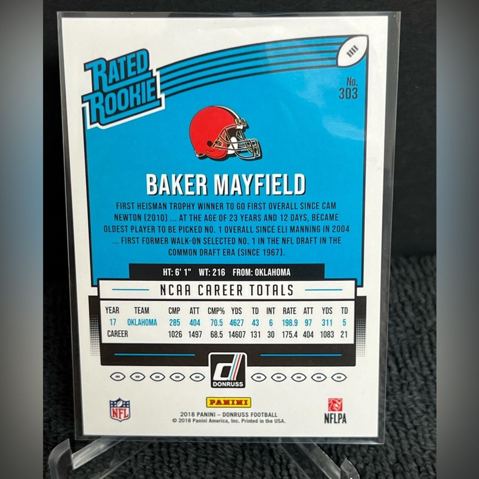 NFL 2018 Panini Donruss - Rated Rookie Baker Mayfield #303 (RC) Size ONE SIZE - 2 Thumbnail