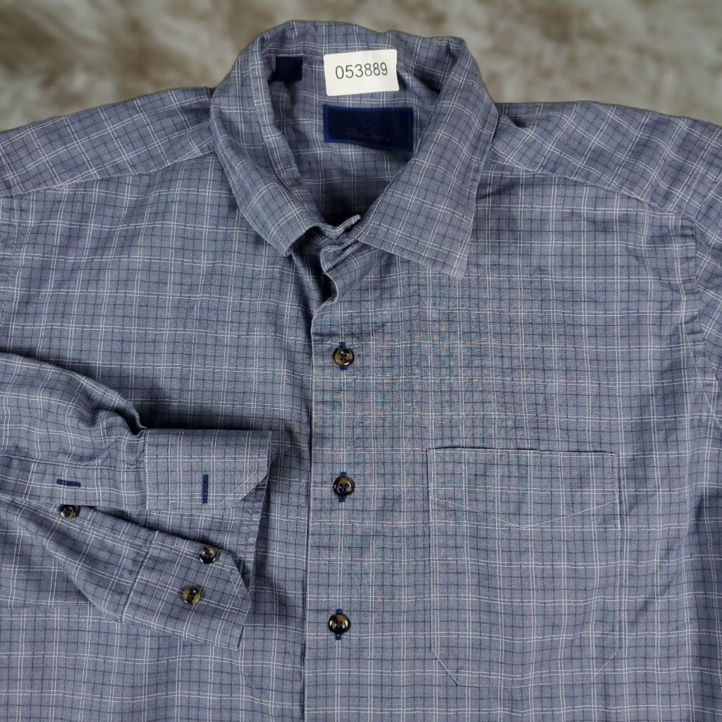 David Donahue David Donahue Shirt Mens XL Blue Plaid Casual Button Up Long Sleeve Size US XL / EU 56 / 4 - 1 Thumbnail