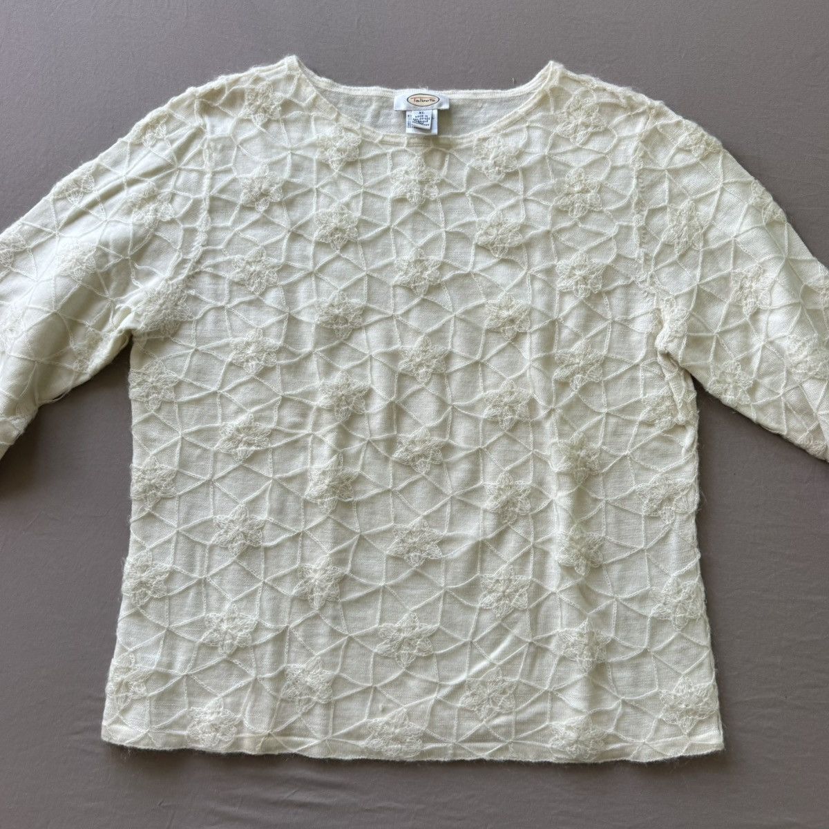 Talbots Vintage Talbots Wool Crochet Overlay Sweater Size XL / US 12-14 / IT 48-50 - 3 Thumbnail