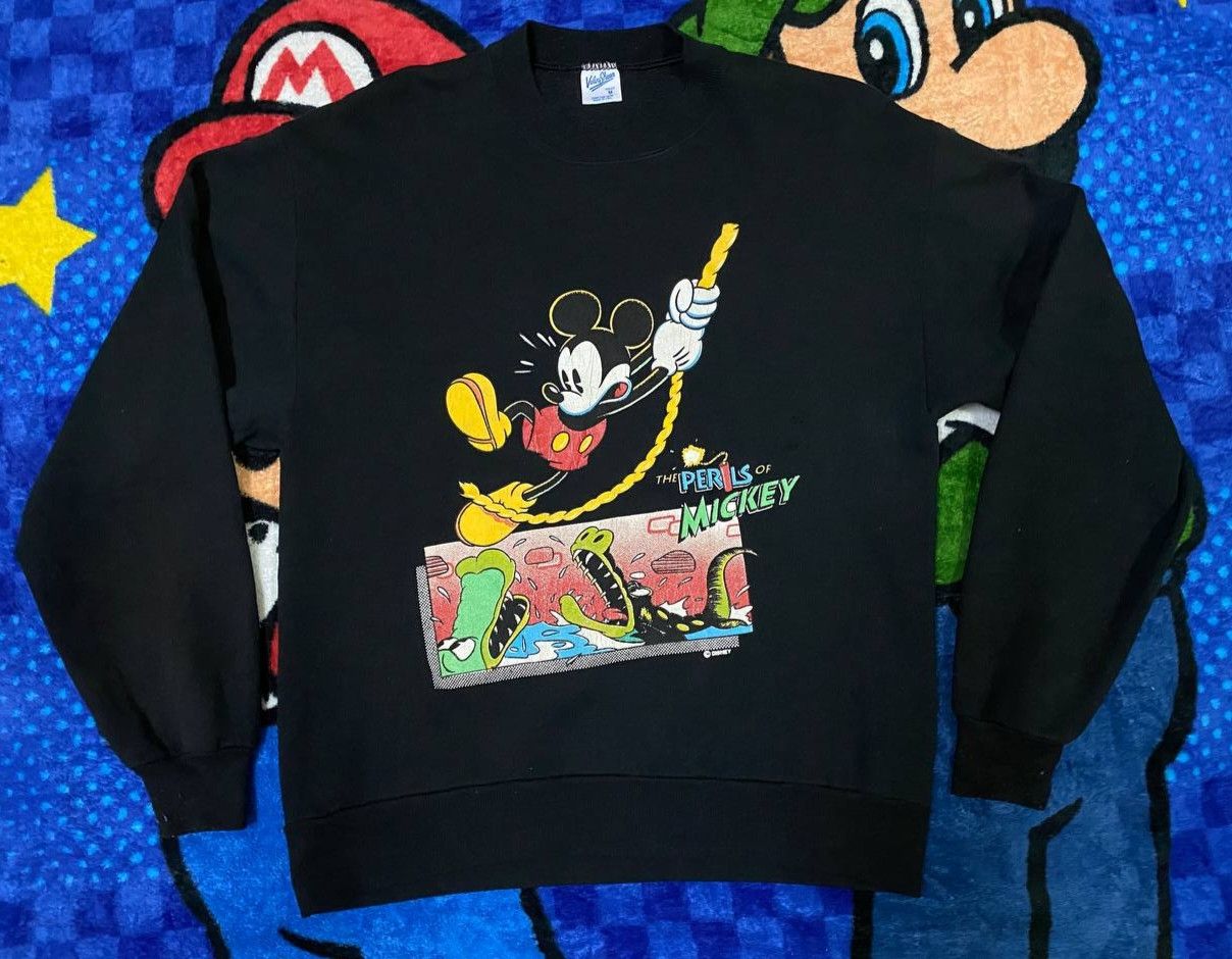 image of Made In USA x Mickey Mouse Vintage Sweatshirt Mickey Mouse in Black, Men's (Size Small)