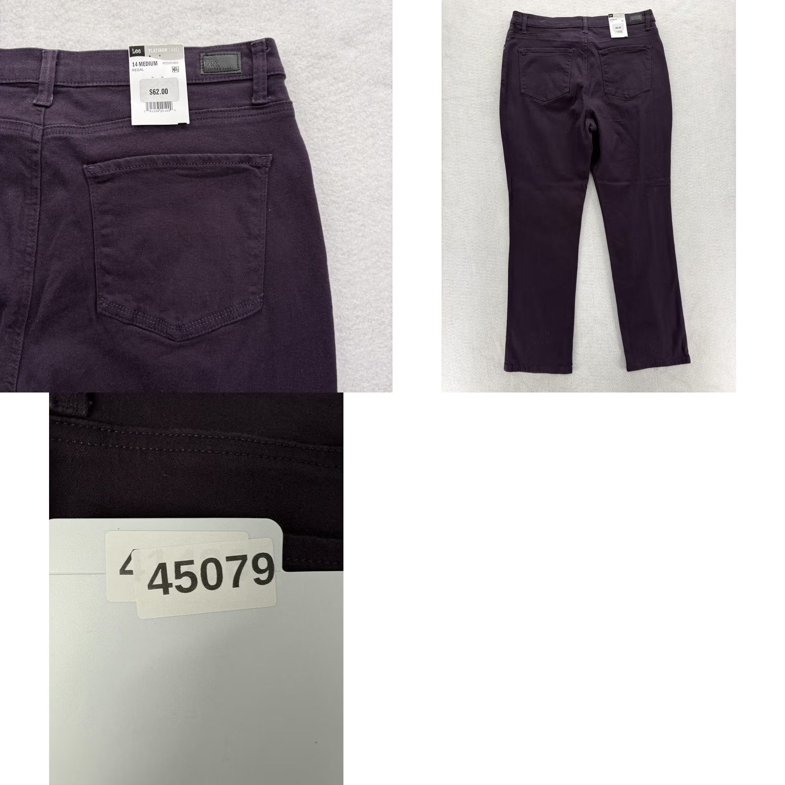 Lee Lee Jeans Womens 14 Purple Classic Fit Straight Leg Platinum Label Slim Denim Jeans Womens Color Purple Size 14 Size 36" / US 14 / IT 50 - 9 Thumbnail