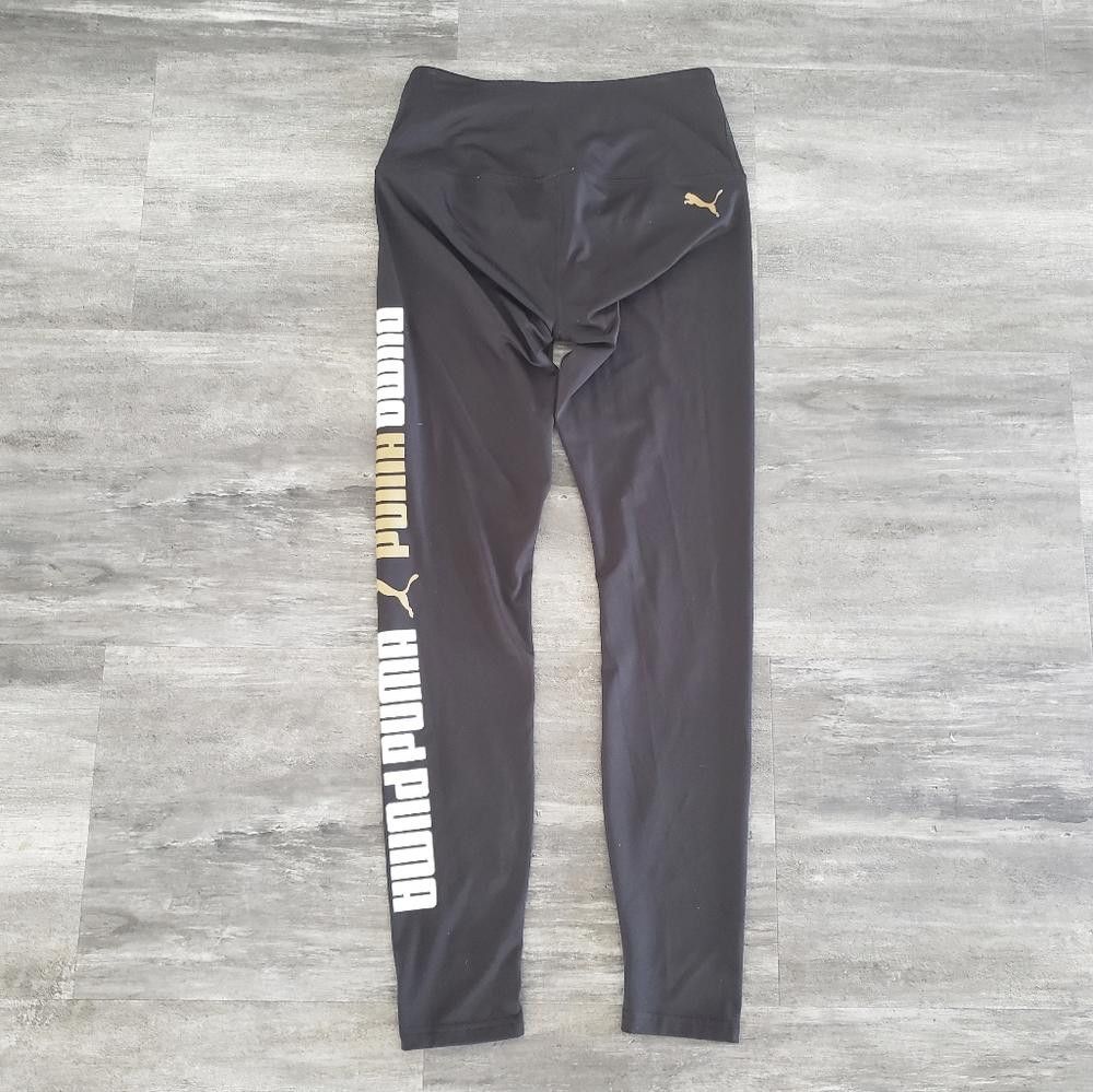 Puma Black White Gold Puma Athletic Legging Size 28" / US 6 / IT 42 - 2 Thumbnail