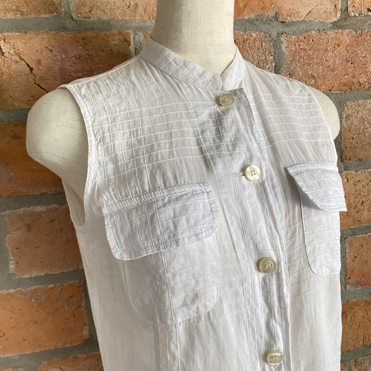 Armani ARMANI JEANS White Sleeveless Mandarin Collar Top Size S / US 4 / IT 40 - 12 Thumbnail