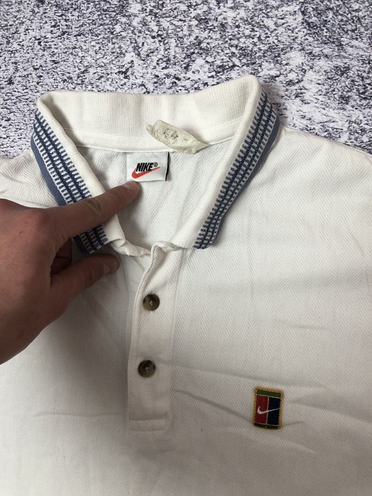 Nike Vintage polo Nike men’s size L y2k rare drill Size US L / EU 52-54 / 3 - 4 Thumbnail