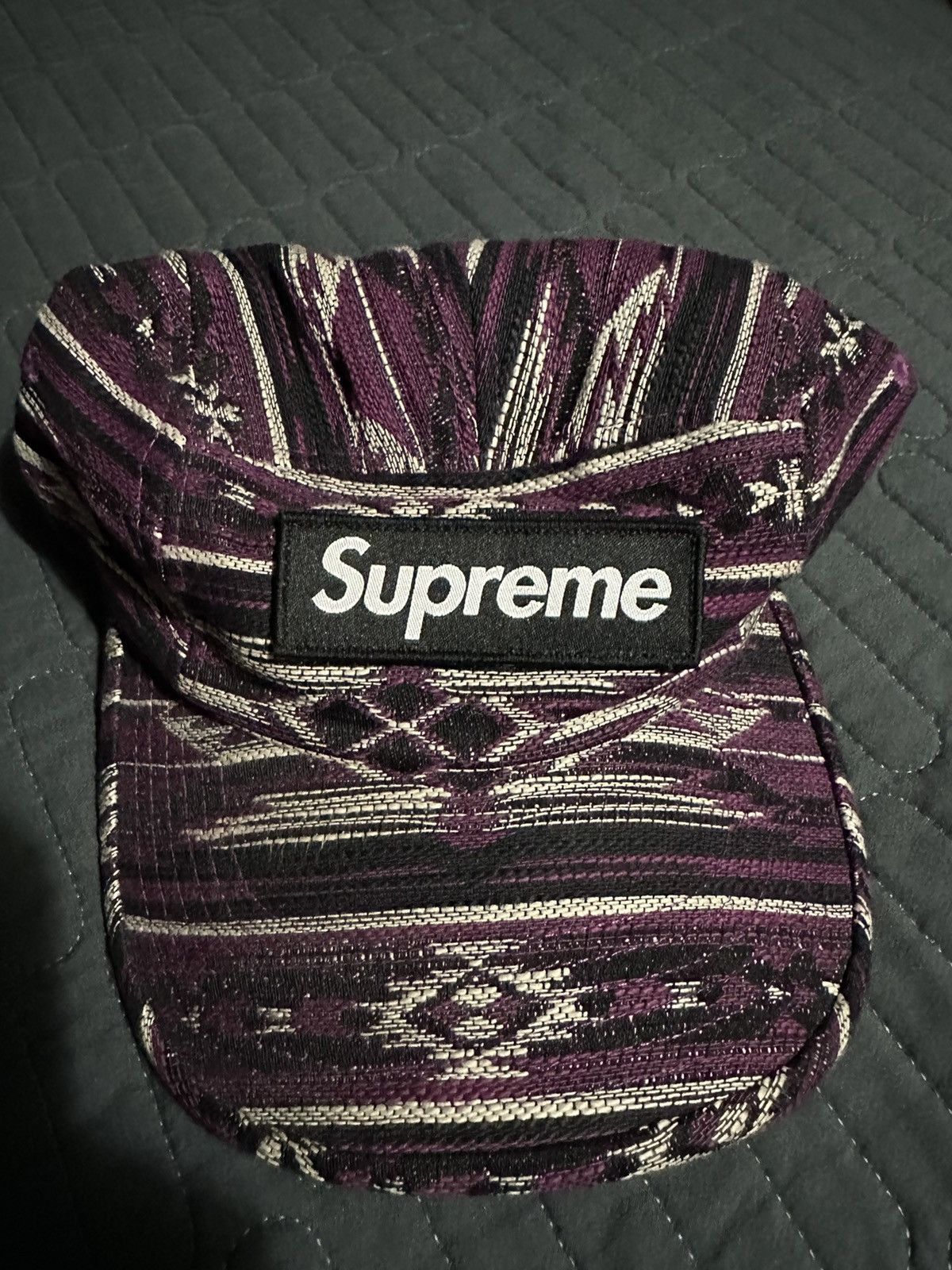 Supreme Woven Pattern Camp Cap Purple