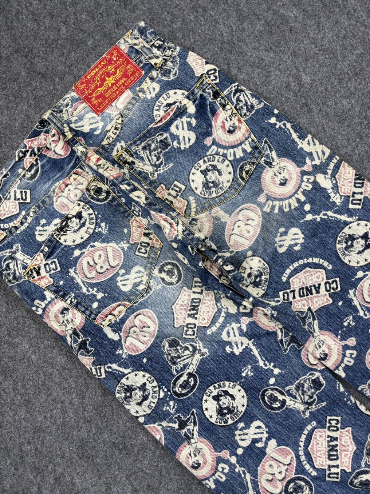 Designer Co&Lu Japan Dope Sick Full Print Denim F750 Size US 31 - 11 Thumbnail