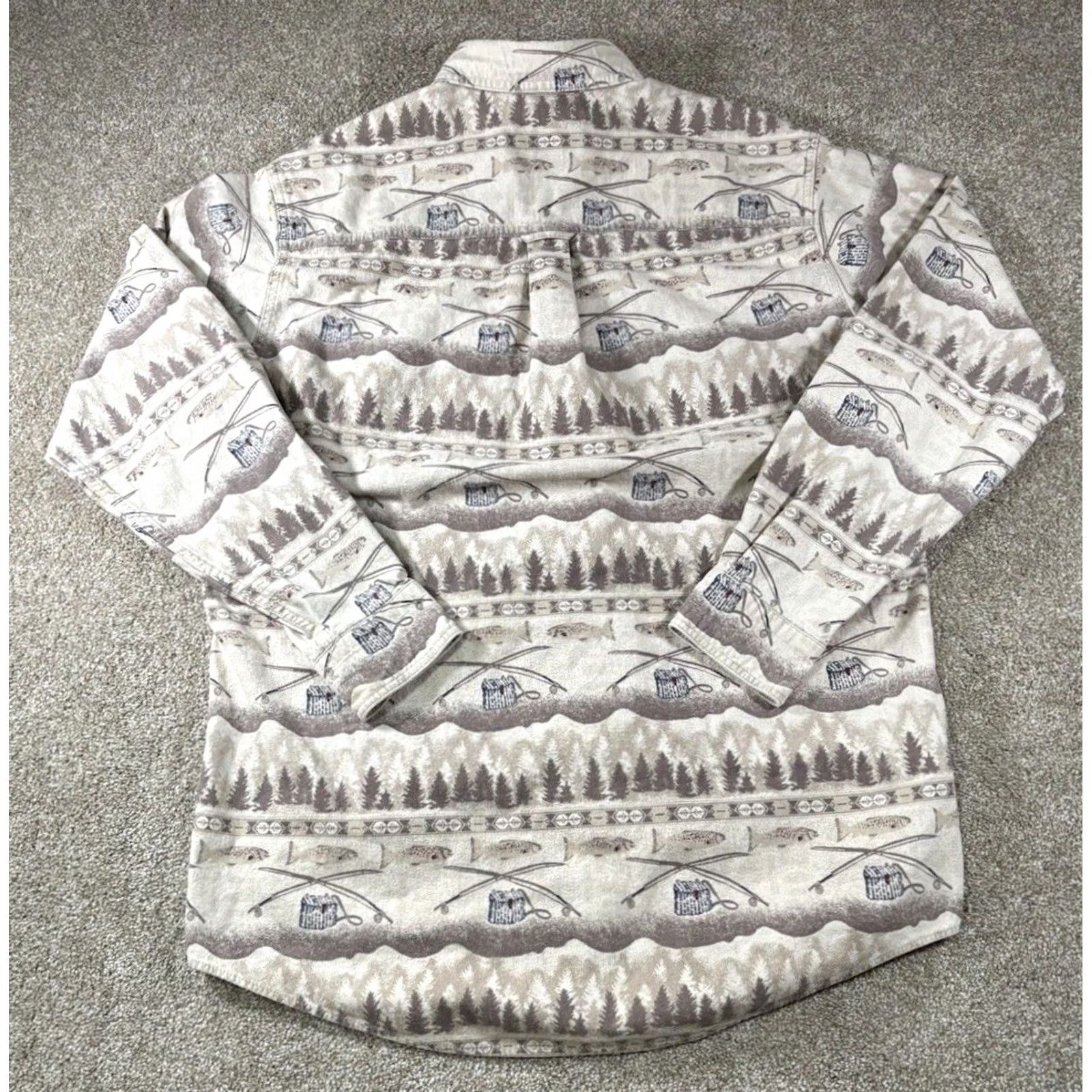 Vintage Woolrich Flannel Shirt Cotton 100% Button-Up Outdoor Theme Men L Beige Heavyweight Long Sleeve Button-Down Collar Size US L / EU 52-54 / 3 - 4 Thumbnail