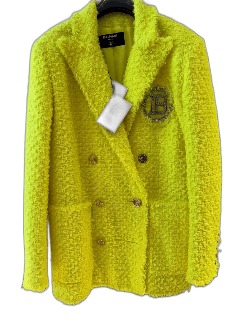 Balmain Balmain Double-Breasted Yellow Blazer Jacket Size L / US 10 / IT 46 - 1 Thumbnail