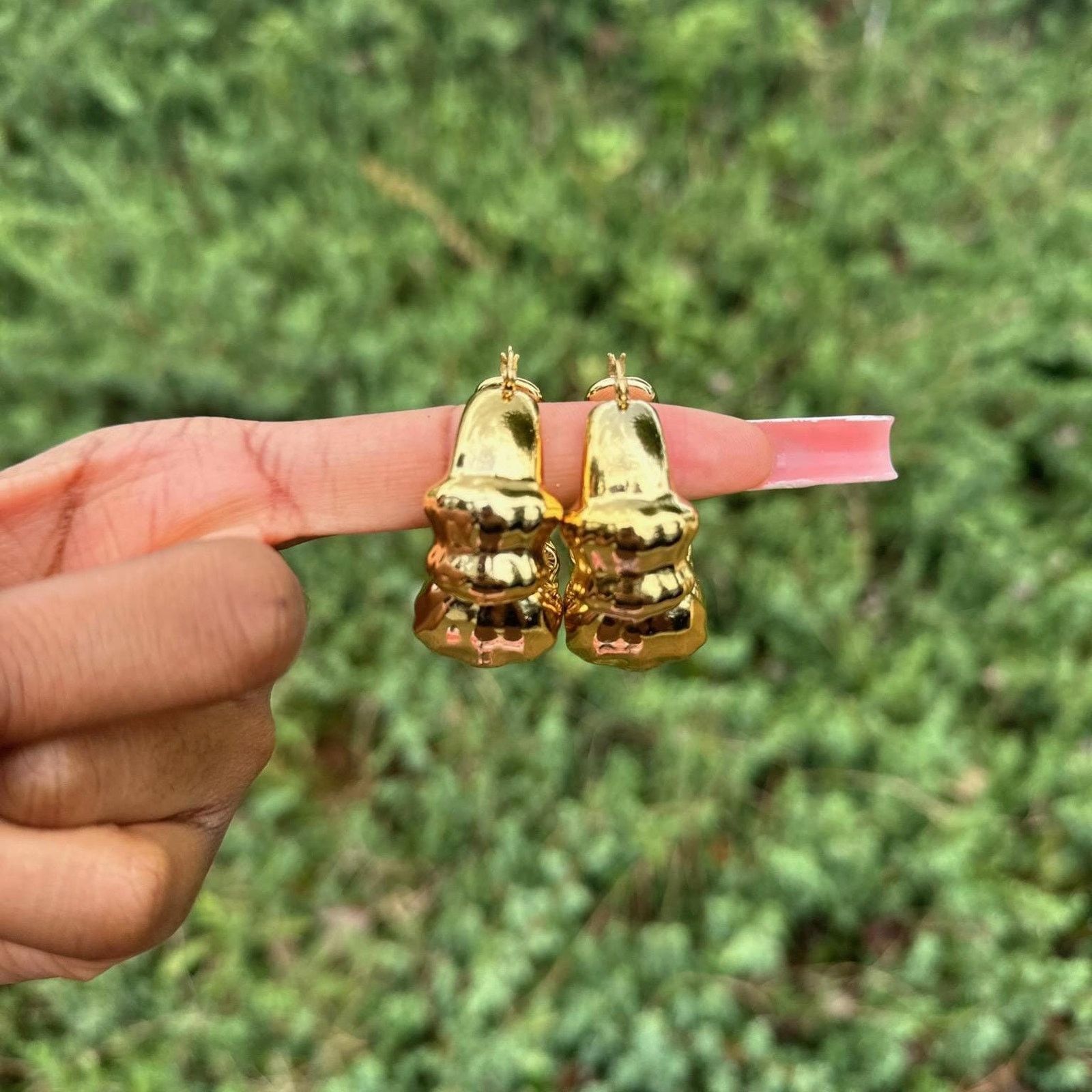 Other Handmade Vintage chunky gold hoop earrings Size ONE SIZE - 2 Thumbnail
