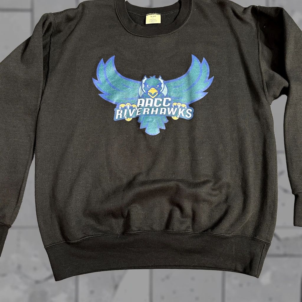 Vintage AACC Riverhawks Sweatshirt L Black Vintage Old Stock Arundel College MDMens Womens Unisex Adults Pullover USA Shirt Size US L / EU 52-54 / 3 - 1 Thumbnail