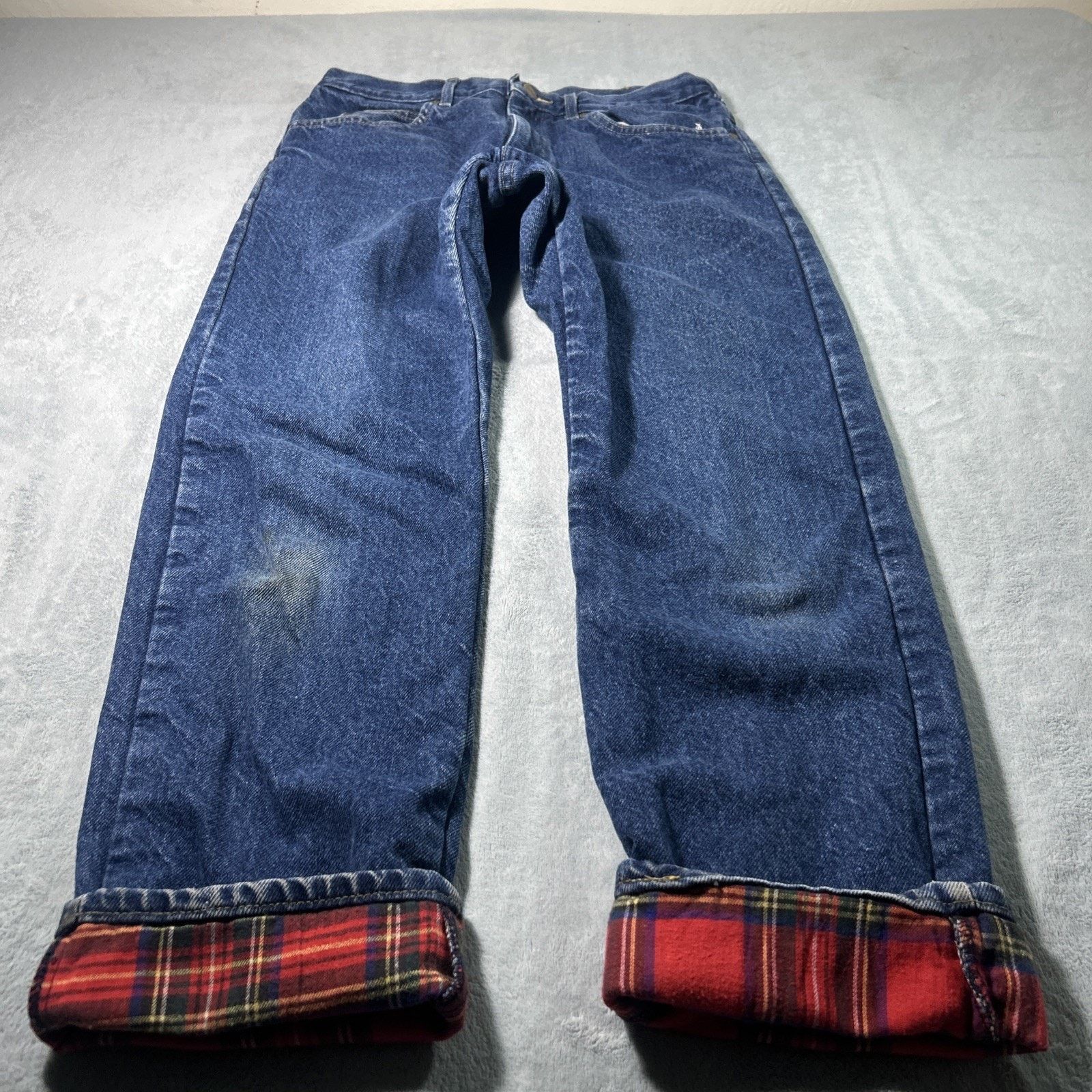 L.L. Bean USA LL Bean Flannel Lined Straight Jeans Mens 31x30 Plaid Size US 31 - 1 Thumbnail